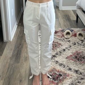 Women's White Straight Leg Cargo Pants